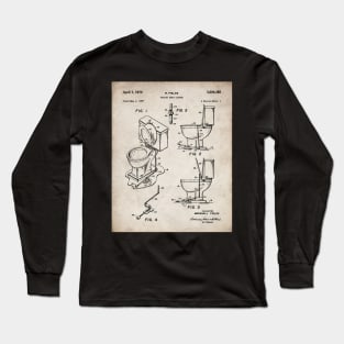 Toilet Seat Patent - Housewarming Bathroom Art - Antique Long Sleeve T-Shirt